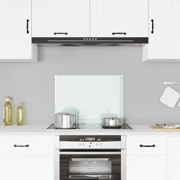 vidaXL virtuves sienas panelis, 70x50 cm, rūdīts stikls, piena krāsas