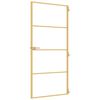 vidaXL iek&scaron;durvis, 93x201,5 cm, zelta krāsā, rūdīts stikls, alumīnijs
