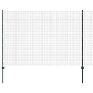 vidaXL Metināts žogs ar stabiem 25 x 1,6 m PVC pārklāts tērauds Zaļa