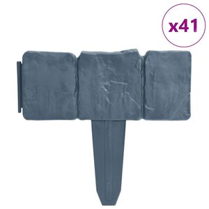 vidaXL zāliena apmales, 41 gab., akmeņu dizains, plastmasa, 10 m