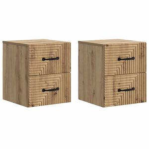 vidaXL Sienā stiprināms nakts skapis ar atvilktni 2 pcs Artisan Ozols