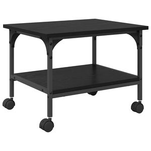 vidaXL Printera statīvs Melns ozolkoks 50 x 40 x 38 cm