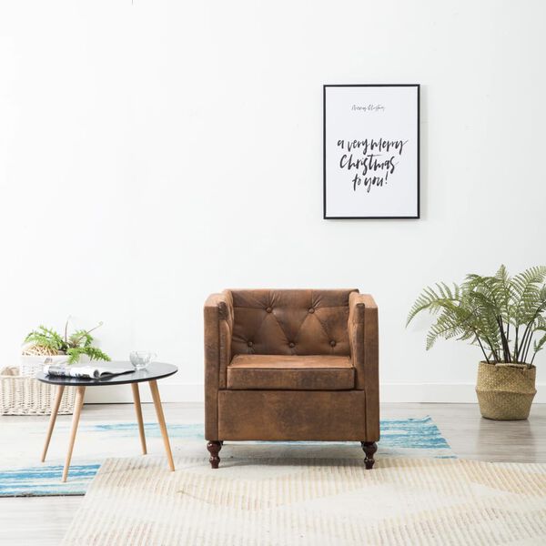 vidaXL atpūtas krēsls, brūna zam&scaron;ādas imitācija