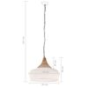 vidaXL griestu lampa, industriāla, balta, dzelzs, koks, 45 cm, E27