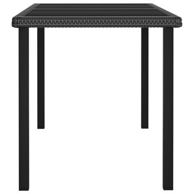 vidaXL dārza galds, 140x70x73 cm, melna PE rotangpalma