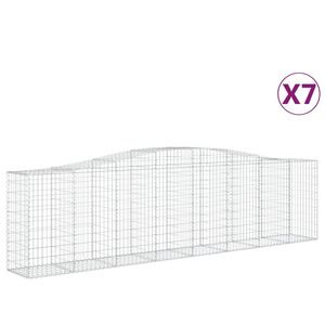 vidaXL arkveida gabiona grozi, 7 gb., 400x50x100/120cm, cinkota dzelzs