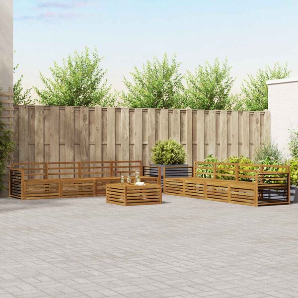 vidaXL Āra dīvānu komplekts 9 pcs Dabiska