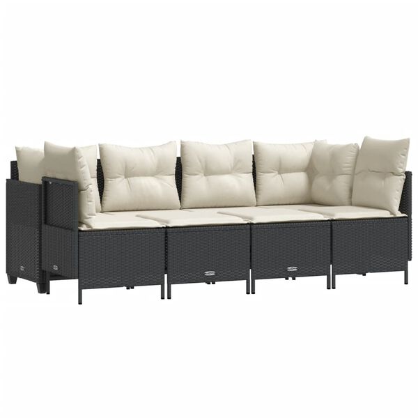 vidaXL 5-daļīgs dārza dīvāna komplekts ar matračiem, PE rotangpalma