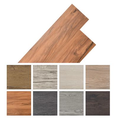 vidaXL grīdas dēļi, pašlīmējoši, 5,21 m², 2 mm, gobas koka krāsa, PVC