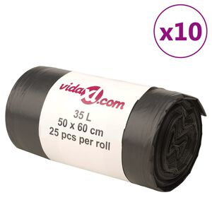 vidaXL atkritumu maisi, 250 gab., melni, 35 L