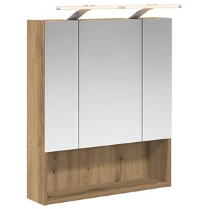vidaXL Vannas istabas spoguļu skapis Mākslīgā ozola 60 x 14.5 x 70 cm