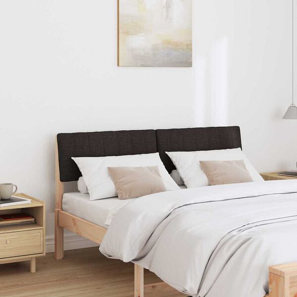 vidaXL Mīkstināts gultas galvgalis Melna 140 cm Ciets priedes koks