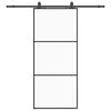 vidaXL bīdāmās durvis ar stiprinājumiem, melns, stikls, 90x205 cm