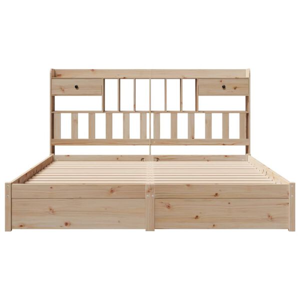 vidaXL gulta ar grāmatu plauktu, bez matrača, 180x200 cm, priedes koks