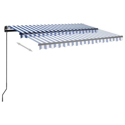 vidaXL izvelkama markīze ar LED, 3x2,5 m, manuāla, zila un balta