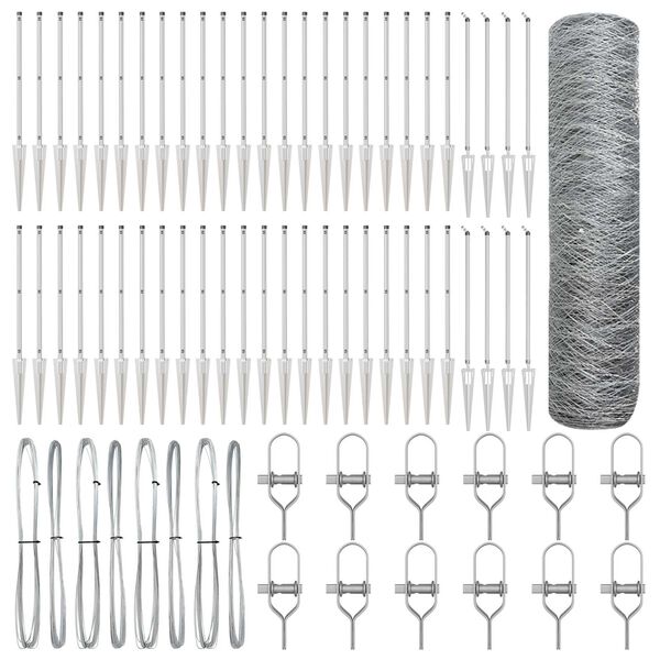 vidaXL Žoga āķis Sudraba 100 x 0,4 m (50 mm siets) Tērauds