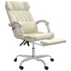 vidaXL biroja masāžas krēsls, atgāžams, krēmkrāsas mākslīgā āda