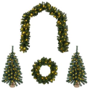 vidaXL Mini Ziemassvētku eglī&scaron;u komplekts 60 cm 125 LED Silti balts