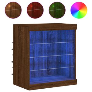 vidaXL kumode ar LED lampiņām, brūna koka krāsa, 60,5x37x67 cm