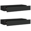 vidaXL sienas atvilktņu plaukti, 2 gab., melni, 60x23,5x10 cm, MDF