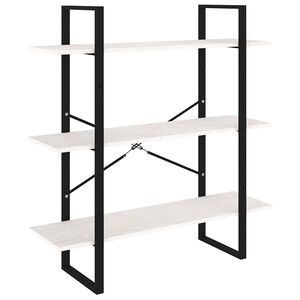 vidaXL 3-līmeņu grāmatu plaukts, balts, 100x30x105 cm, priedes koks
