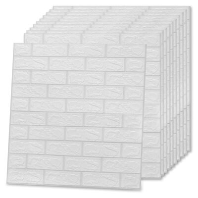 vidaXL 3D tapetes, pašlīmējošas, ķiegeļu raksts, 40 gab., baltas