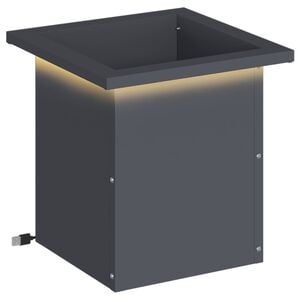 vidaXL Dārza puķu kaste ar LED Antracīts 30 x 30 x 30 cm Tērauds
