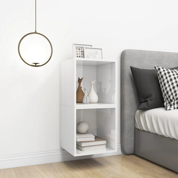 vidaXL sienas plaukti, 2 gab., spīdīgi balti, 37x37x37 cm