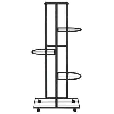 vidaXL puķu statīvs ar riteņiem, 5 līmeņi, 44x23x100 cm, melns, dzelzs
