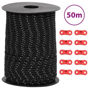 vidaXL telts virve, atstarojo&scaron;a, ar savilcējiem, 50 m, 3 mm