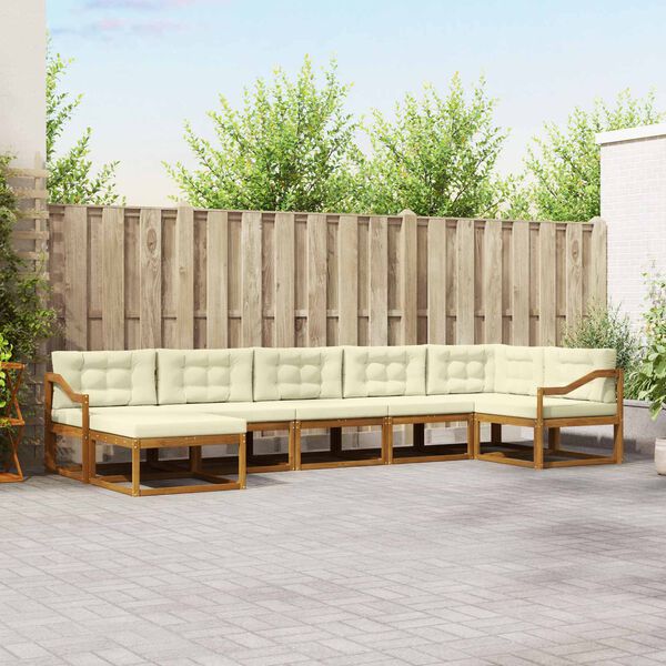 vidaXL Āra dīvānu komplekts ar spilvenu 7 pcs Dabisks un krējuma