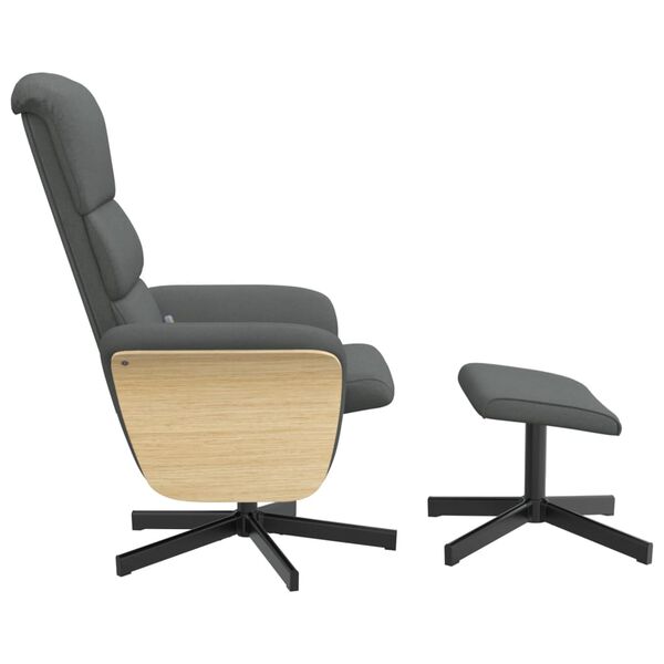 vidaXL masāžas krēsls ar kāju balstu, atgāžams, tum&scaron;i pelēks audums