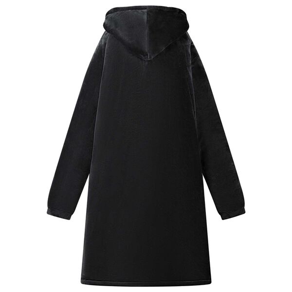 vidaXL Segas džemperis ar kapuci Melna L Fleeces un flaneļa