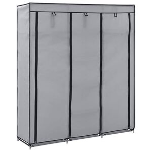 vidaXL auduma skapis ar nodalījumiem, stieņiem, pelēks, 150x45x175 cm