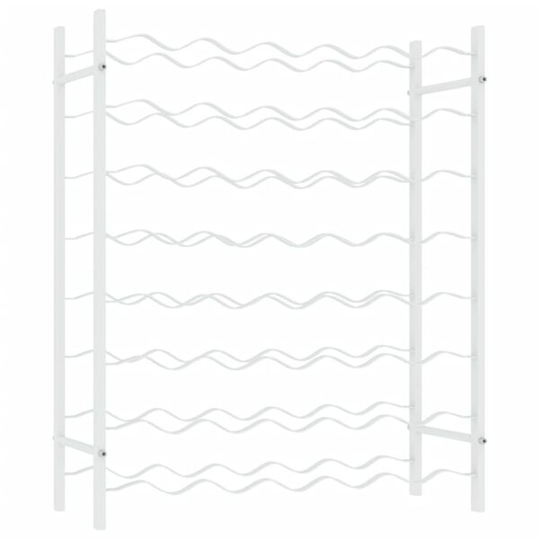 vidaXL vīna pudeļu plaukts, 48 pudelēm, balts metāls