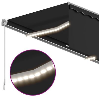 vidaXL izvelkama markīze ar žalūziju, LED, 4x3 m, manuāla, pelēka