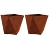 vidaXL Puķu kaste 2 pcs Rūsa 40 x 40 x 40 cm Novecināts tērauds