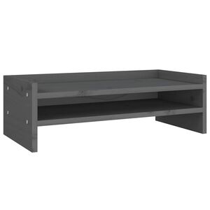 vidaXL monitora paliktnis, pelēks, 50x24x16 cm, priedes masīvkoks