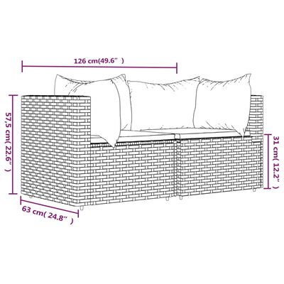 vidaXL dārza stūra dīvāni ar spilveniem, 2 gab., brūna PE rotangpalma
