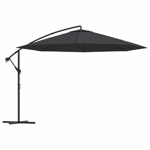 vidaXL saulessargs ar tērauda kātu, 350 cm, melns
