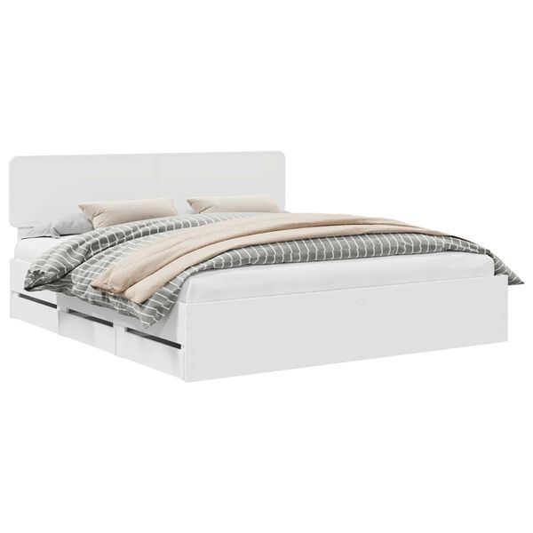 vidaXL Gultas rāmis ar atvilktni Balts 180 x 200 cm Inženierijas koks