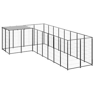 vidaXL suņu voljērs, melns, 6,05 m&sup2;, tērauds