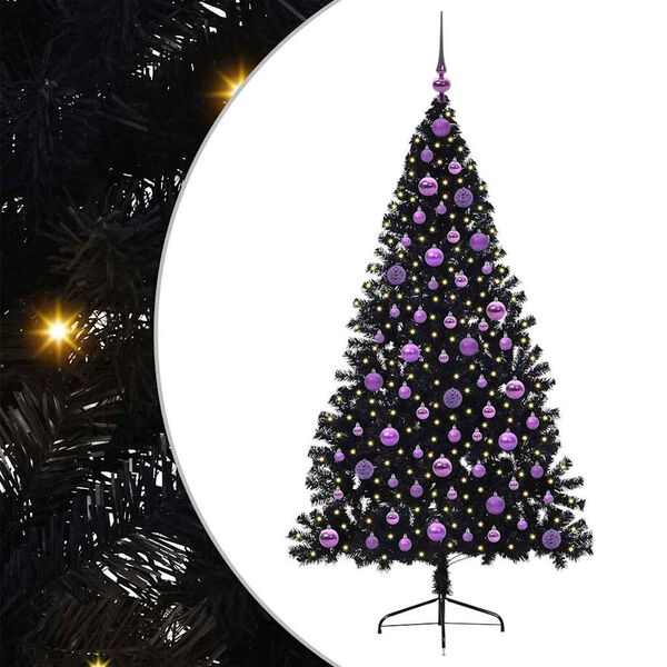 vidaXL Mākslīgais LED Ziemassvētku eglīte su 300 LED Melna 180 cm PVC