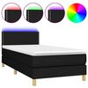 vidaXL atsperu gulta ar matraci, LED, melns audums, 90x190 cm