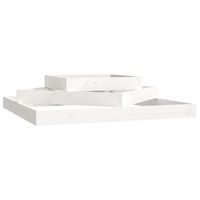 vidaXL puķu kaste, balta, 112x112x27 cm, priedes masīvkoks