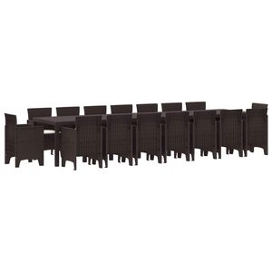 vidaXL Dārza ēdamkomplekts ar spilveniem ar spilvenu 17 pcs Brūna PP