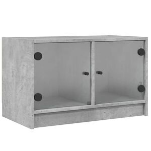 vidaXL TV skapītis ar stikla durvīm, betona pelēks, 68x37x42 cm