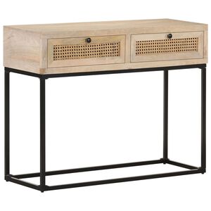 vidaXL konsoles galdiņ&scaron;, 100x35x76cm, mango masīvkoks, dabīgas niedres