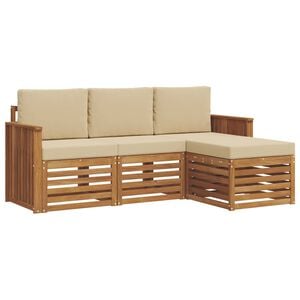 vidaXL Āra dīvānu komplekts 4 gab. Dabisks un bē&scaron;s