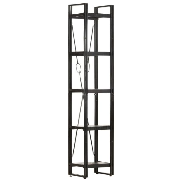 vidaXL grāmatu plaukts, 5 līmeņi, melns, 40x30x180 cm, mango masīvkoks